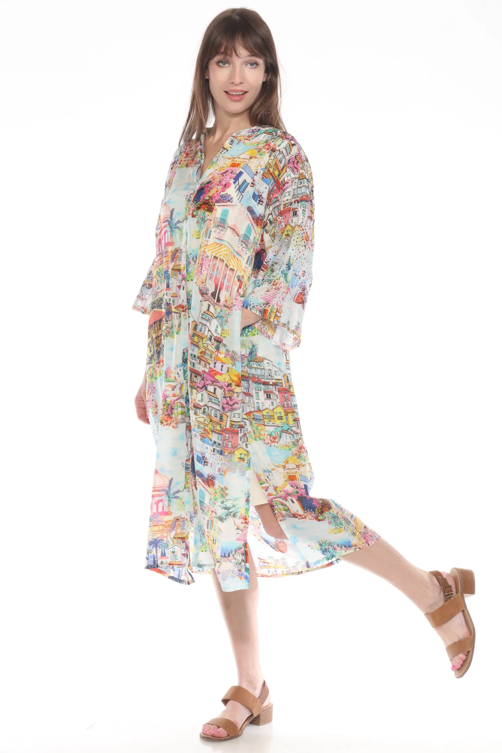 Johnny Was Tosha Silk Midi Shirt Dress C33524B5