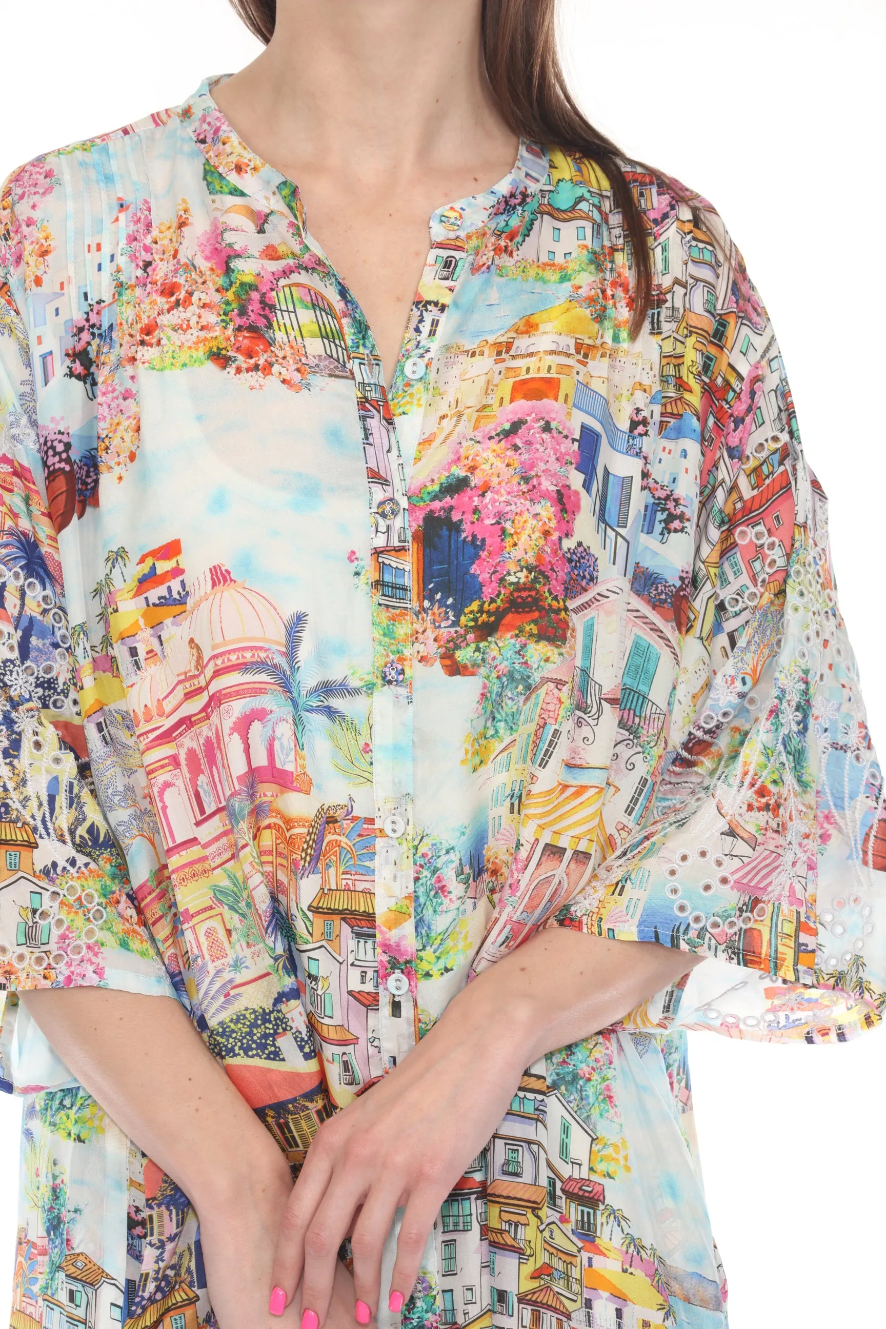Johnny Was Tosha Silk Midi Shirt Dress C33524B5