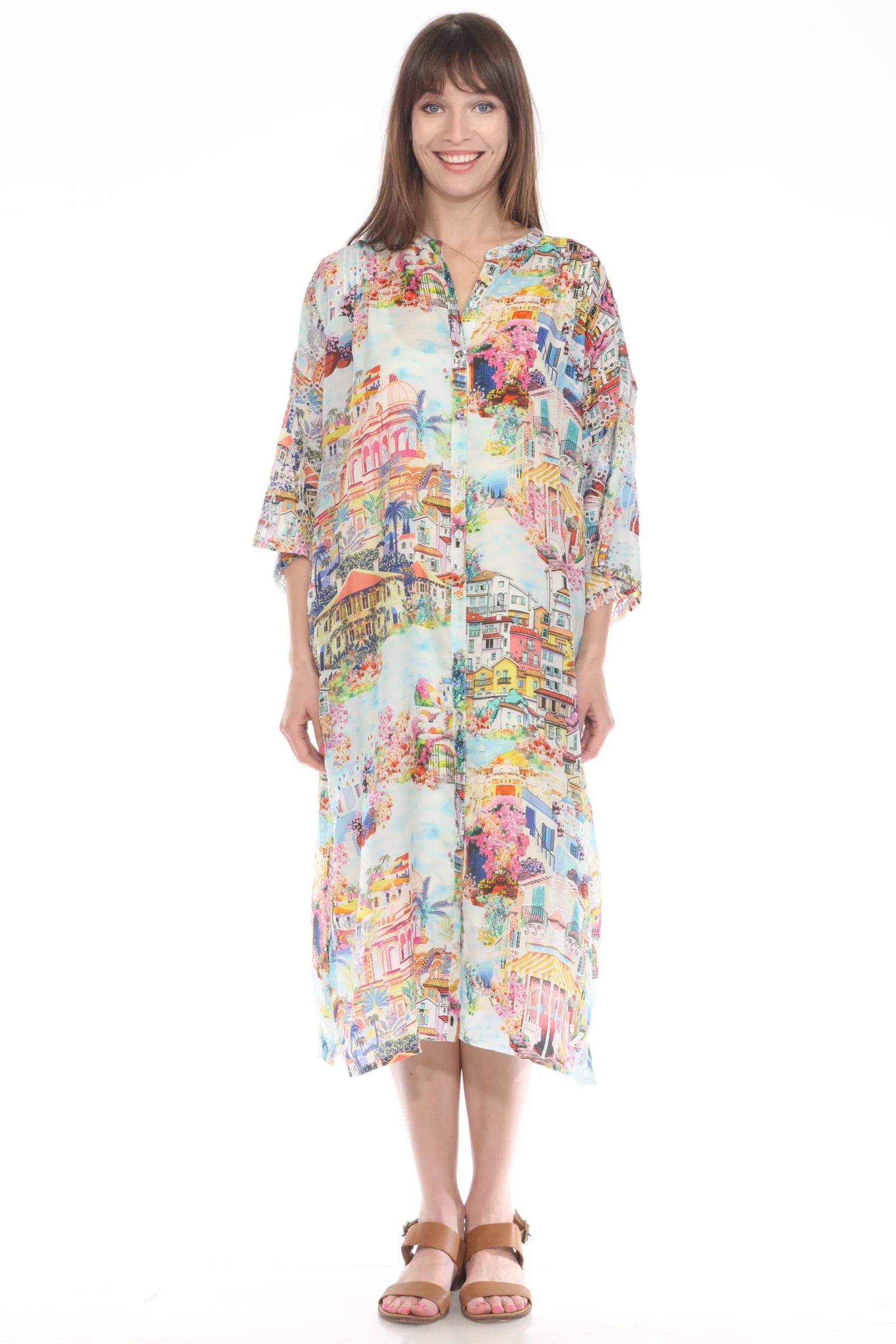Johnny Was Tosha Silk Midi Shirt Dress C33524B5