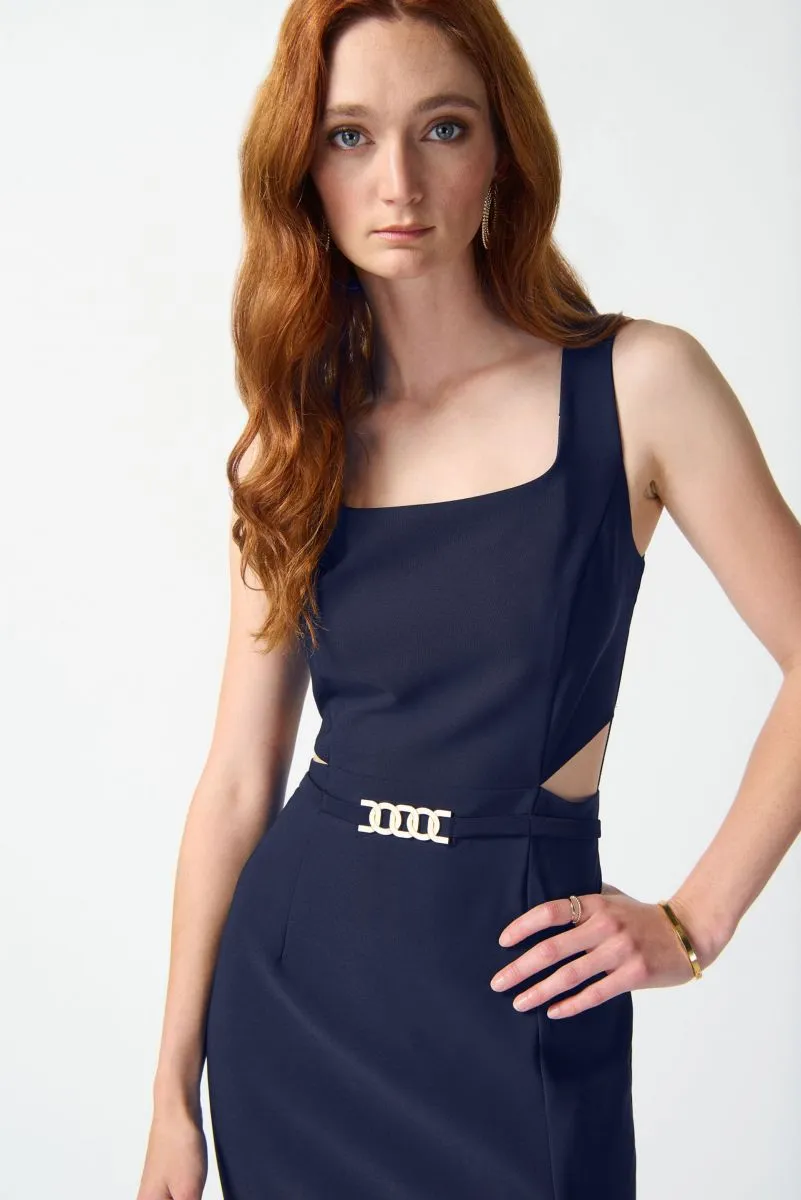 Joseph Ribkoff Waist Cutout Square Neck Sleeveless Sheath Dress 242101