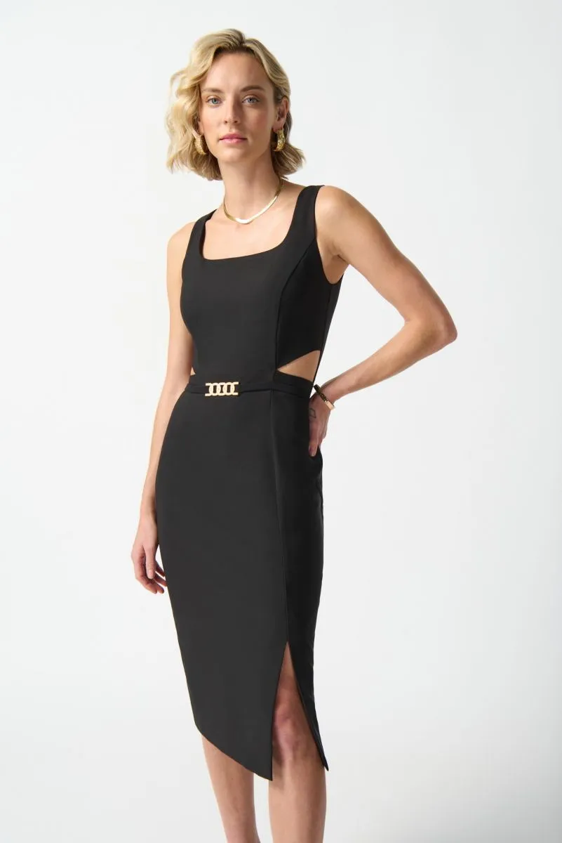 Joseph Ribkoff Waist Cutout Square Neck Sleeveless Sheath Dress 242101