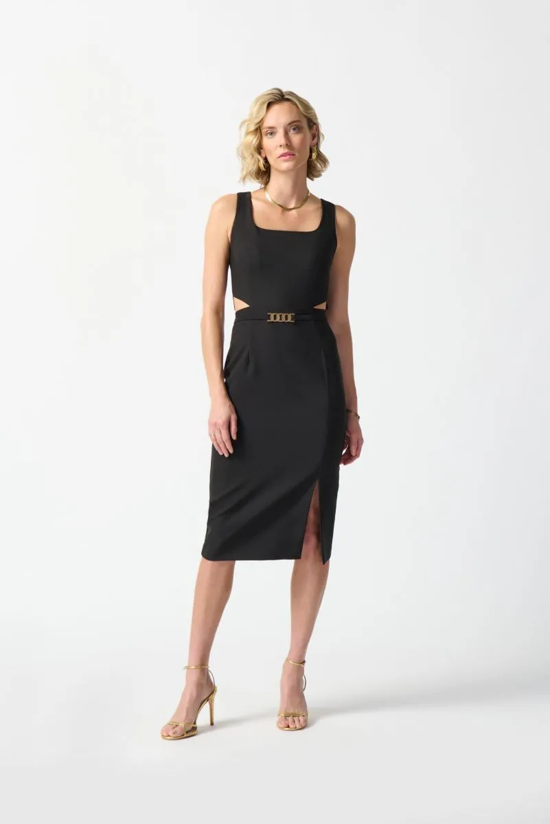 Joseph Ribkoff Waist Cutout Square Neck Sleeveless Sheath Dress 242101