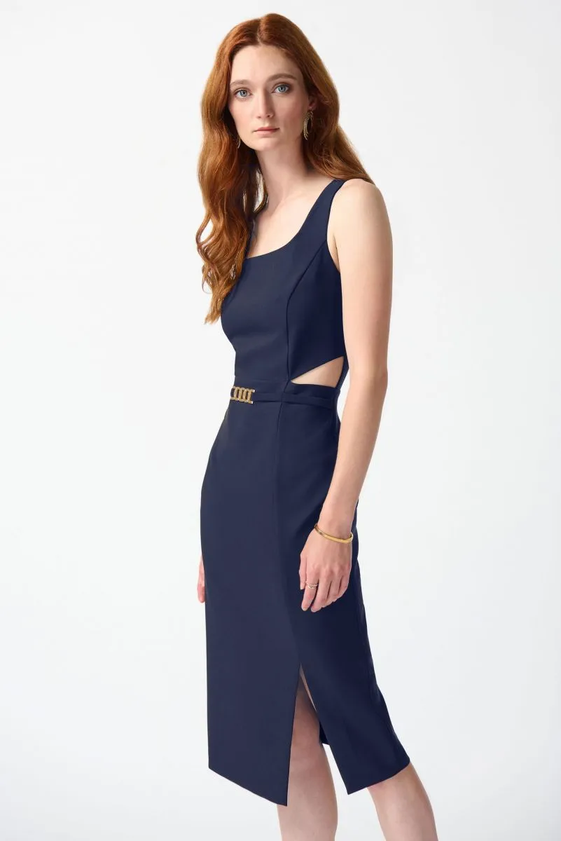 Joseph Ribkoff Waist Cutout Square Neck Sleeveless Sheath Dress 242101