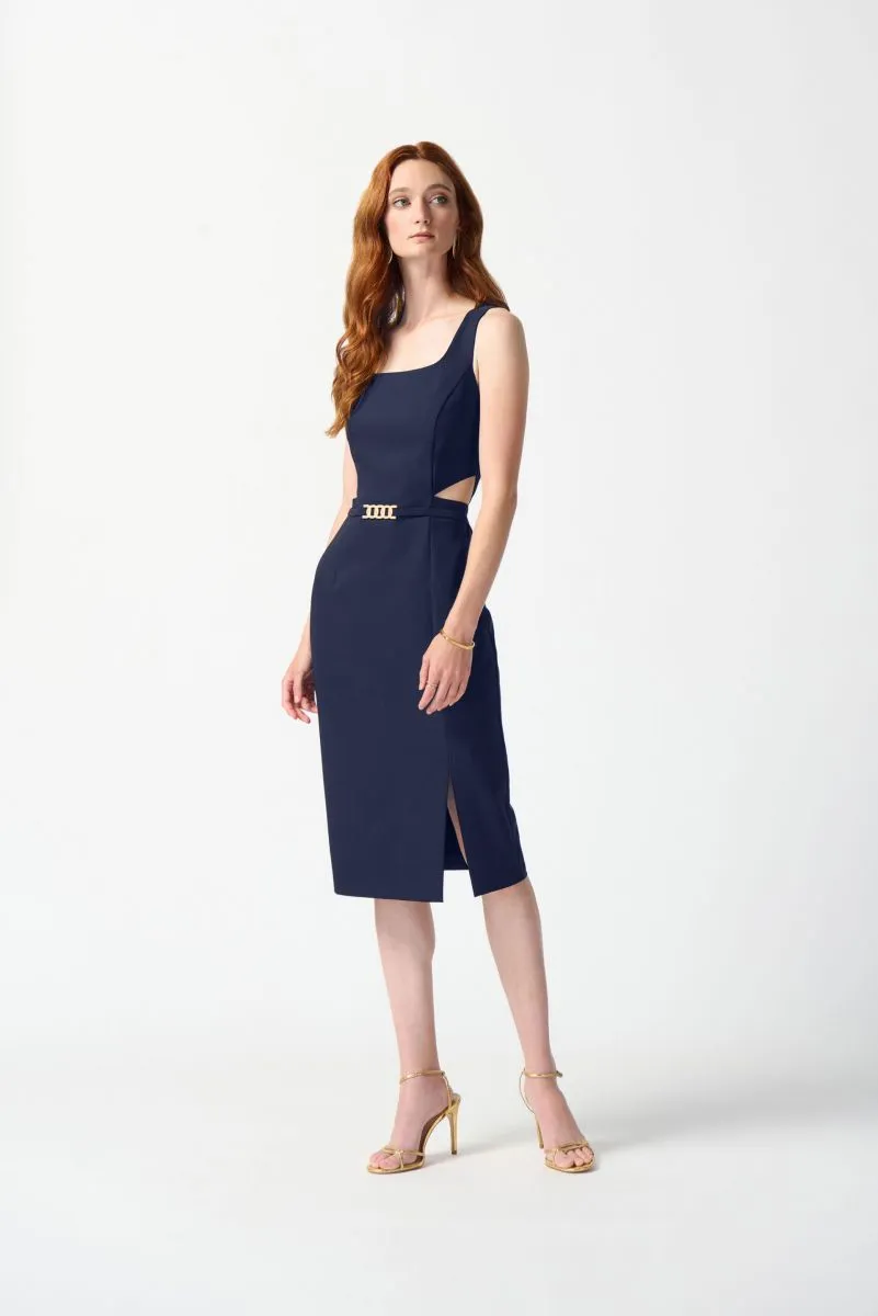 Joseph Ribkoff Waist Cutout Square Neck Sleeveless Sheath Dress 242101