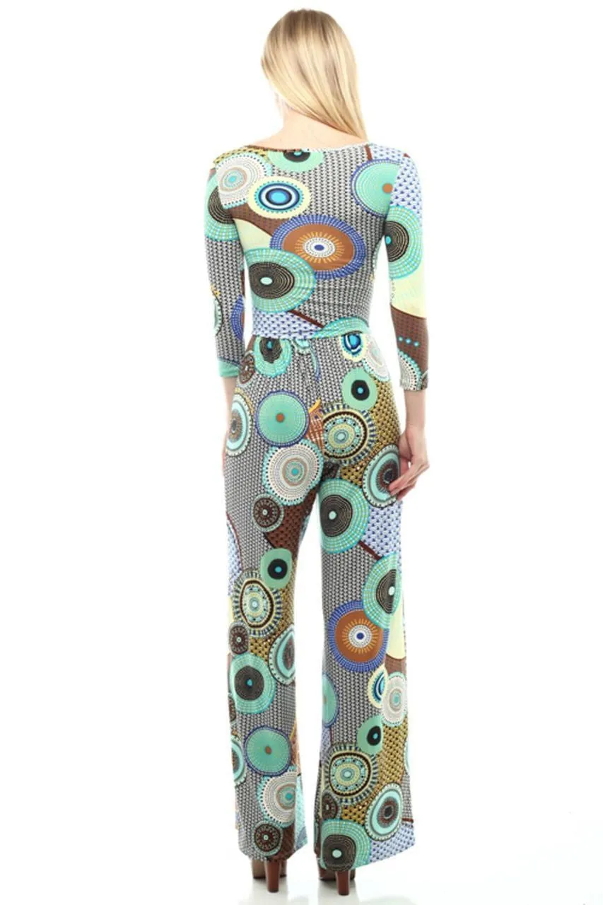 Jumpsuit Romper Salmon Aqua Tribal
