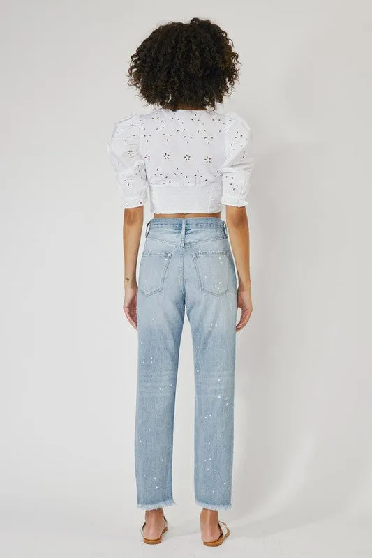 Kan Can High Rise Slim Straight Jeans