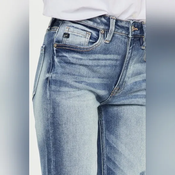 KanCan High Rise Medium Wash Slim Straight Raw Hem Cuffed Jeans Various New