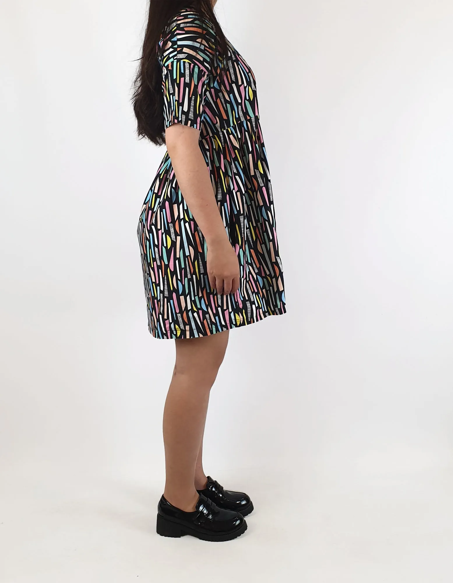 Karla Cola colourful print half sleeve dress size XS, best fits size 6