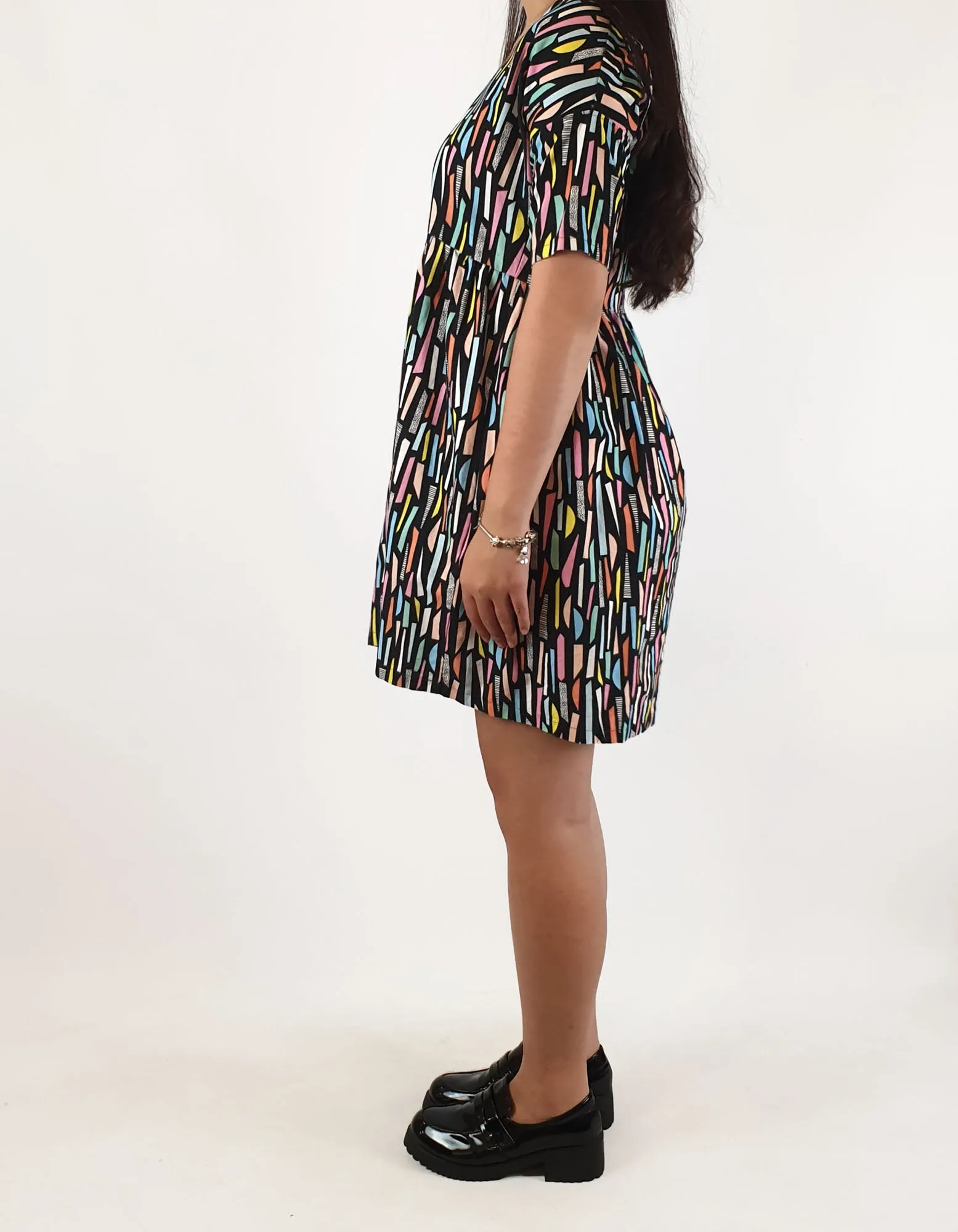 Karla Cola colourful print half sleeve dress size XS, best fits size 6