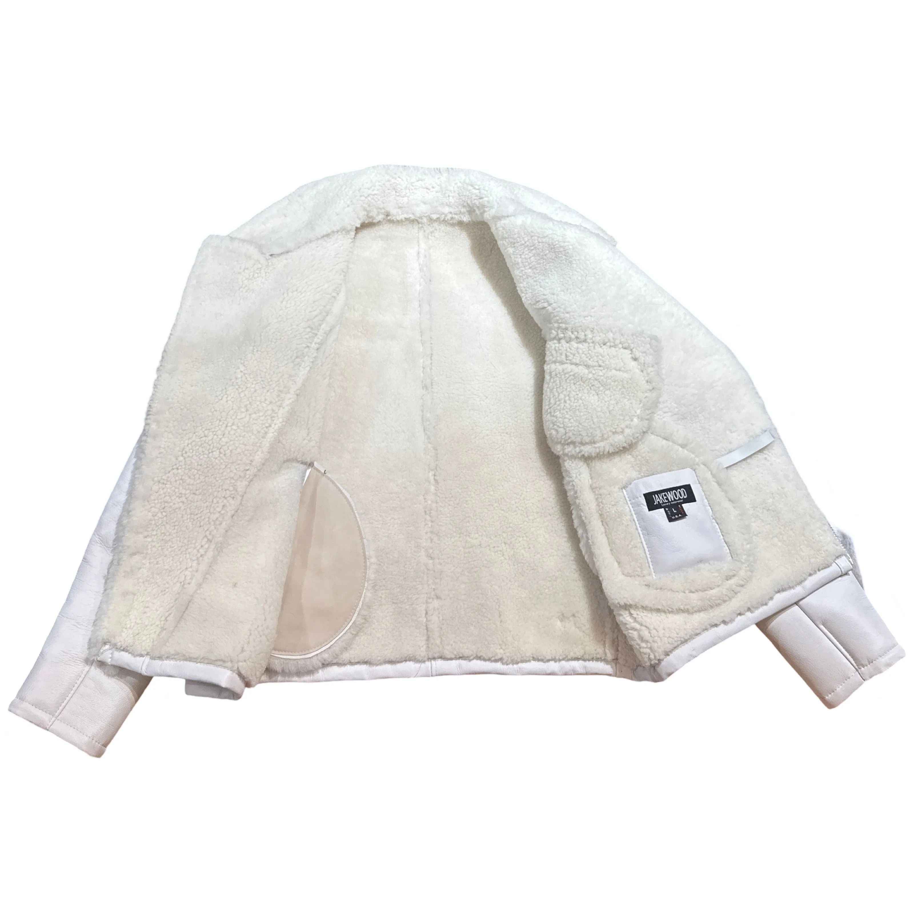 Kashani White Shearling-Lined Leather Biker Jacket