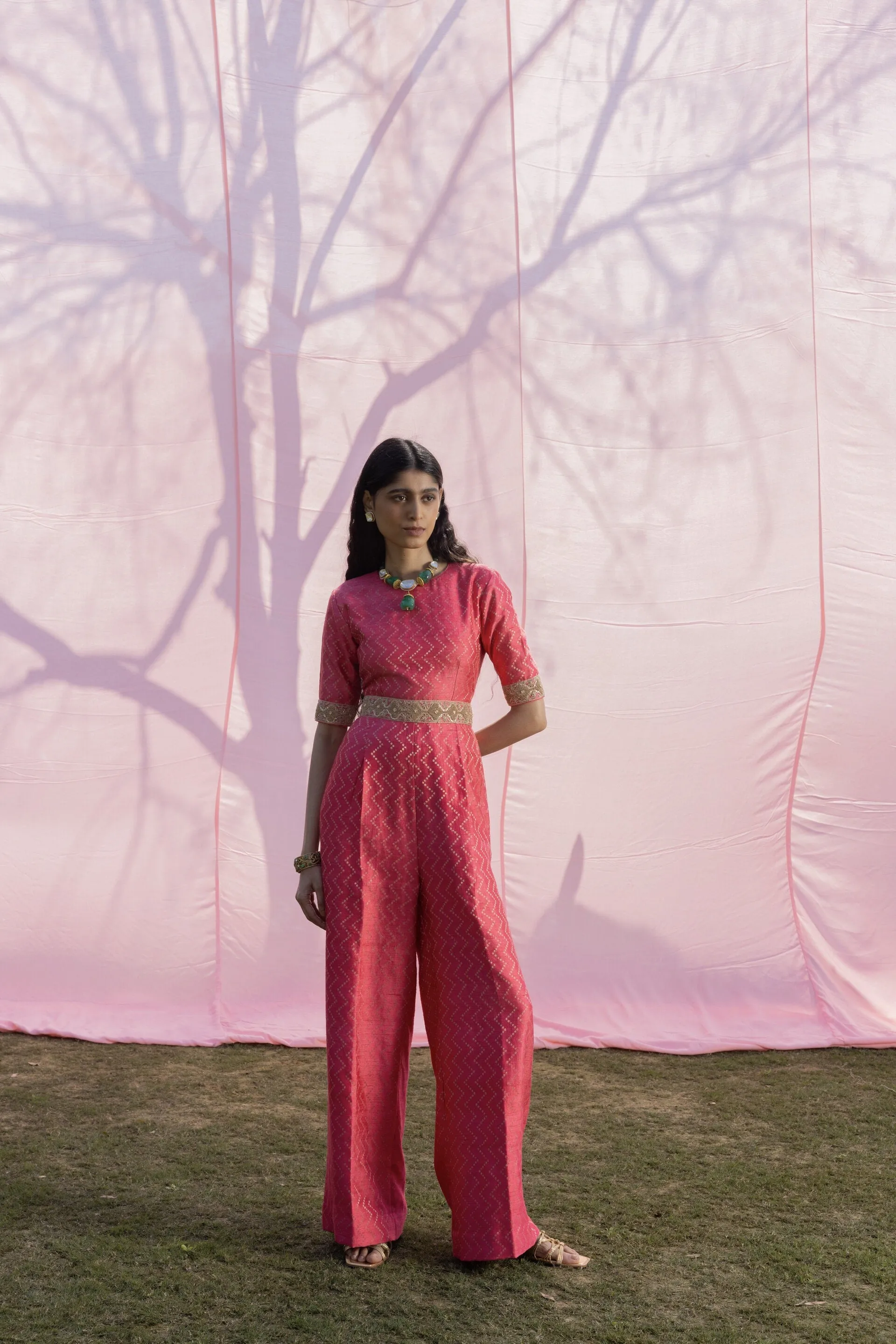 Kasundi Banarasi Silk Jump Suit