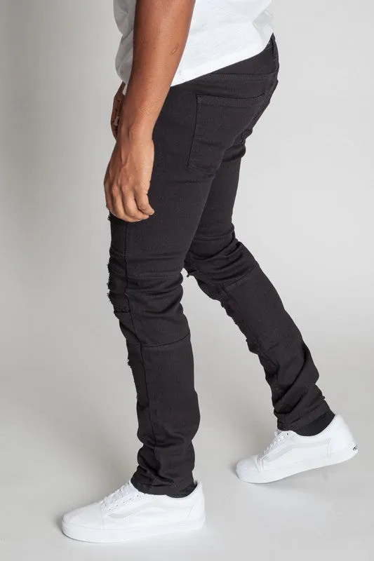 KDNK Black Destroyed Slim Fit Skinny Jeans