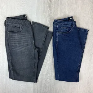 Kenji Mens Slim Jeans Size 30 (2 Pairs - Black & Blue)