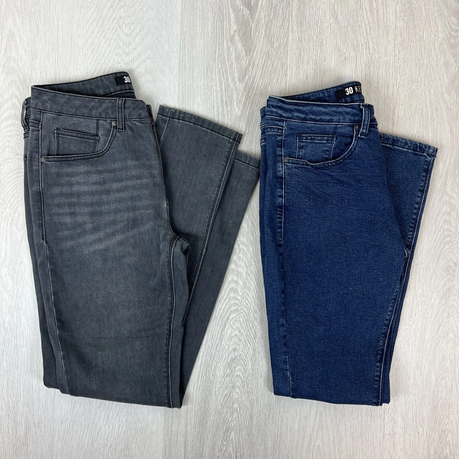 Kenji Mens Slim Jeans Size 30 (2 Pairs - Black & Blue)