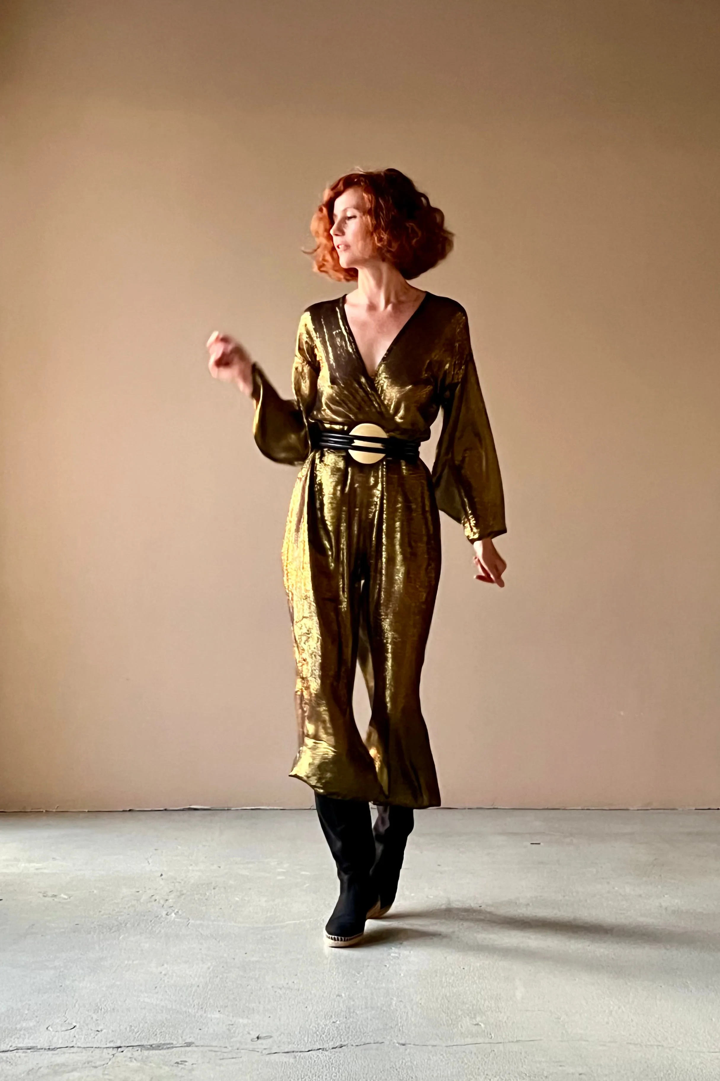 Kimono Jumpsuit Azure Blue Silk Chiffon Lame’ {Made to Order}