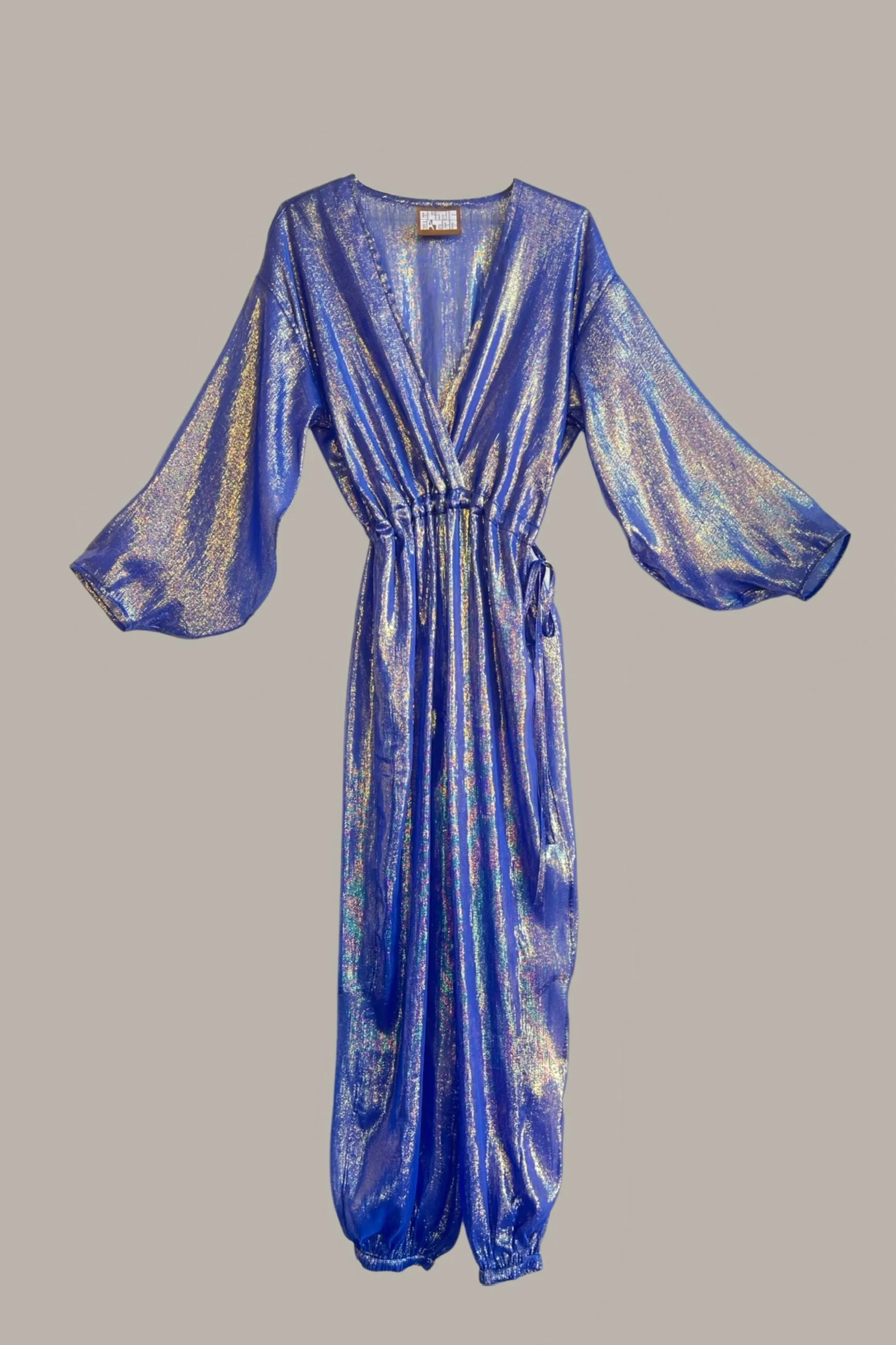 Kimono Jumpsuit Azure Blue Silk Chiffon Lame’ {Made to Order}