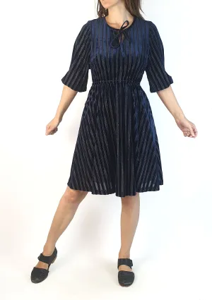 Kindling navy and gold striped half sleeve dress size 8