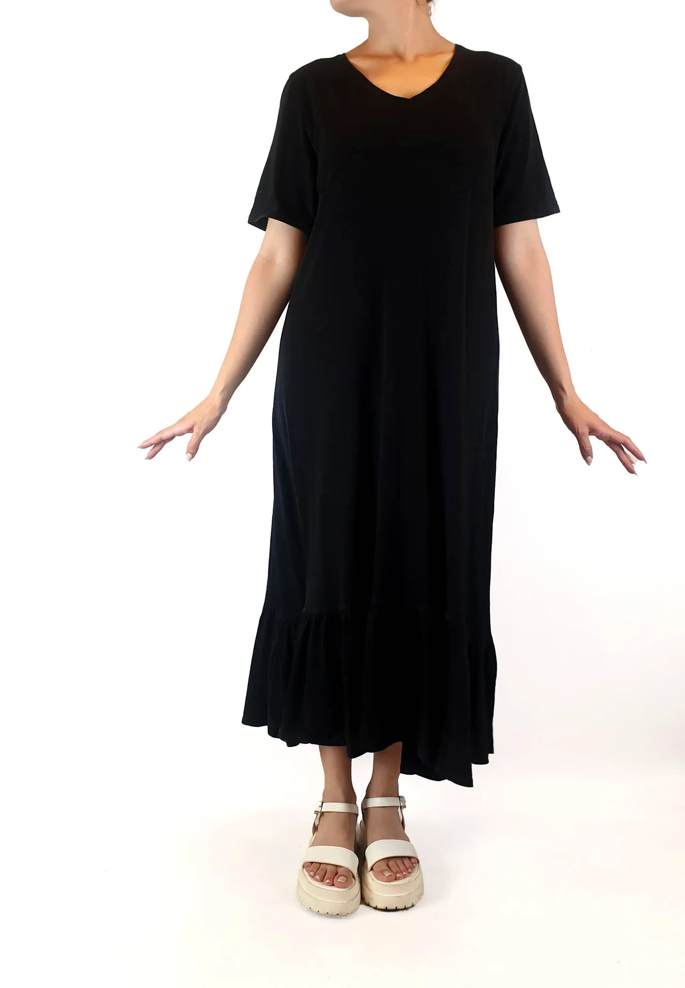 Kowtow black organic cotton "building blocks" maxi dress size S