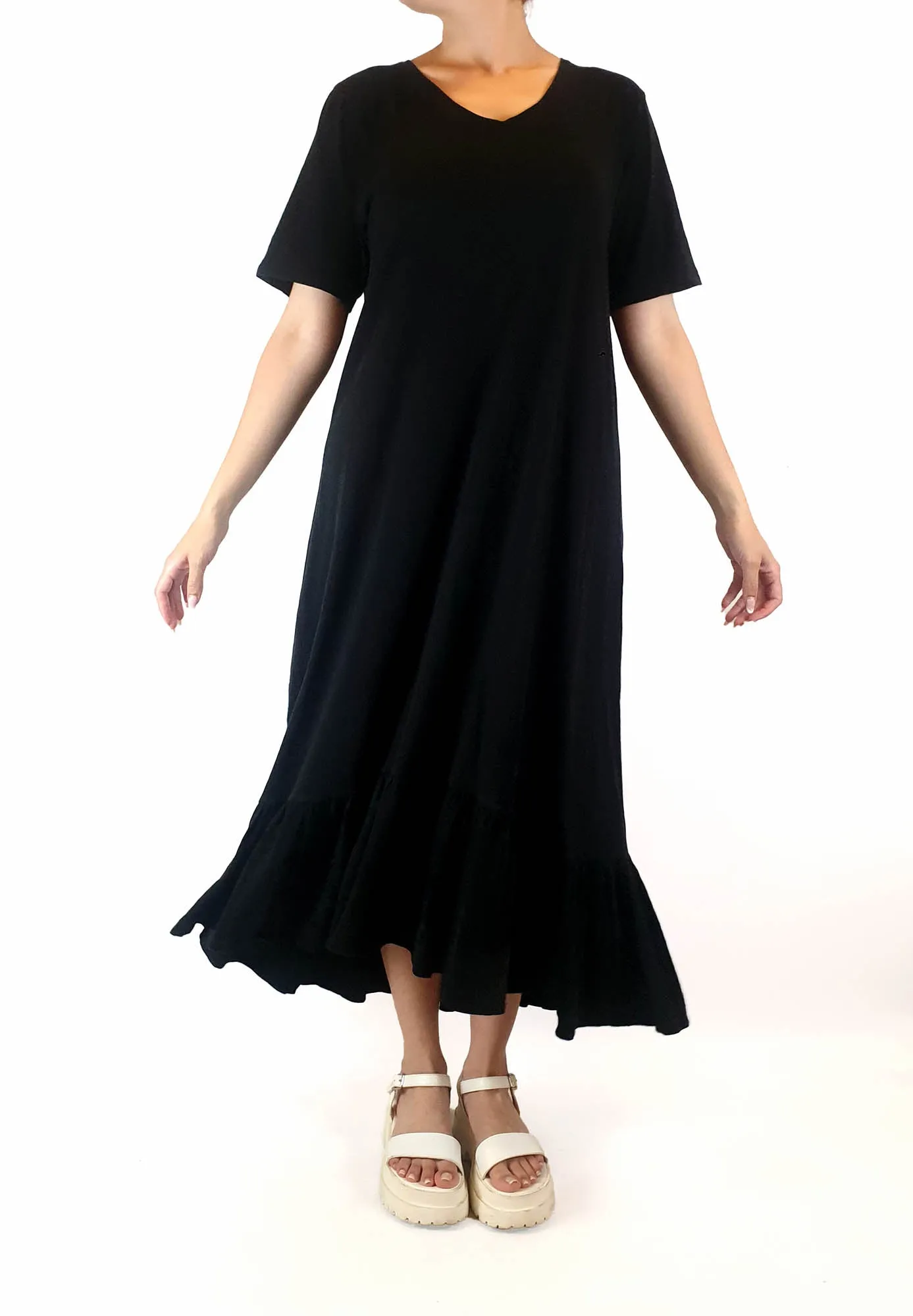Kowtow black organic cotton "building blocks" maxi dress size S
