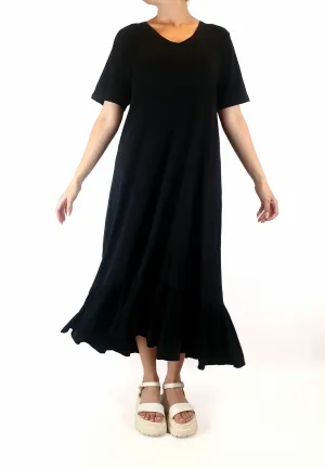 Kowtow black organic cotton "building blocks" maxi dress size S