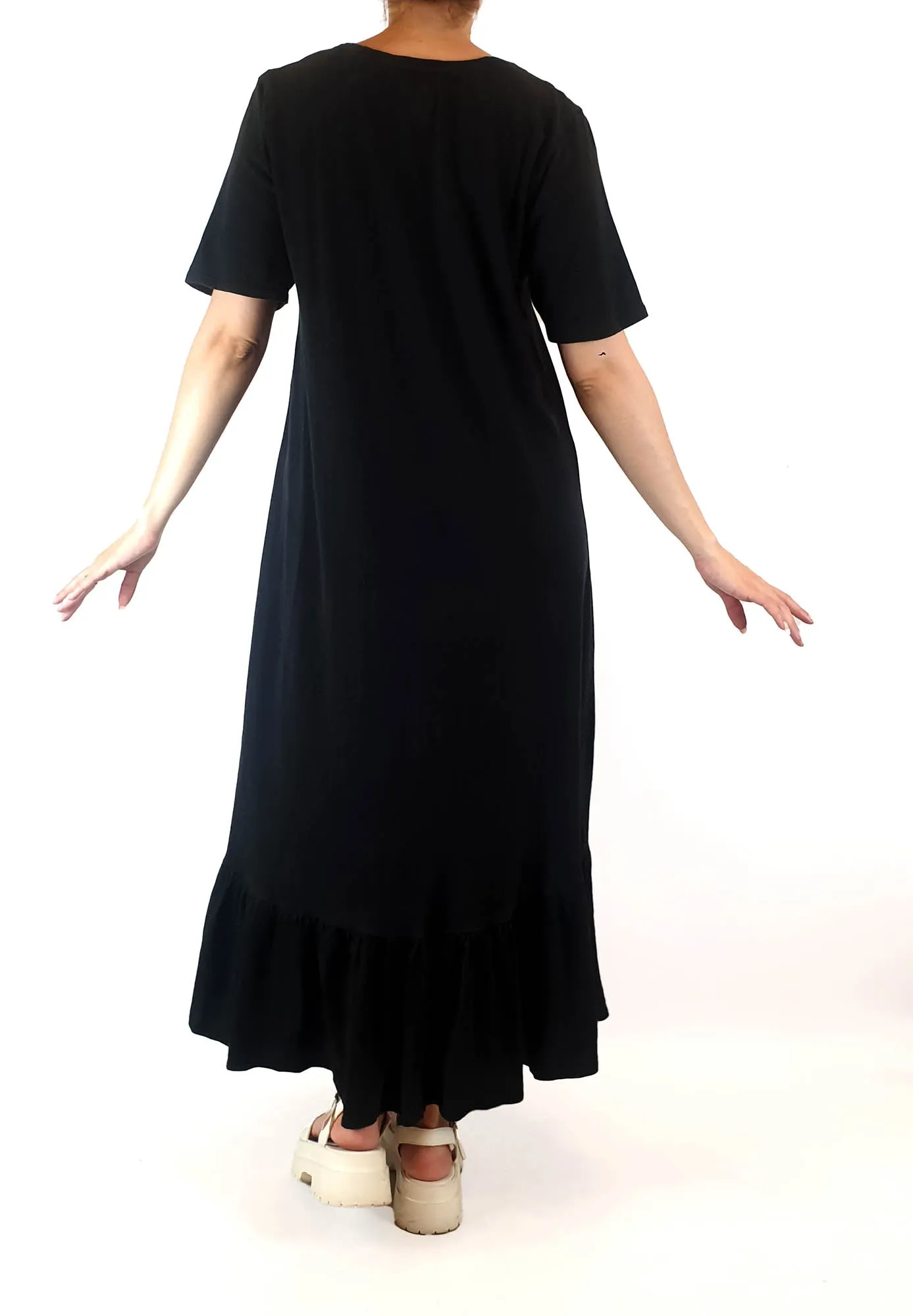 Kowtow black organic cotton "building blocks" maxi dress size S