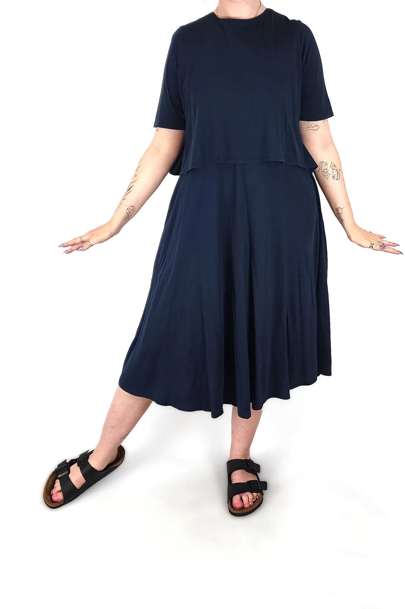 Kowtow navy blue organic cotton dress size Medium
