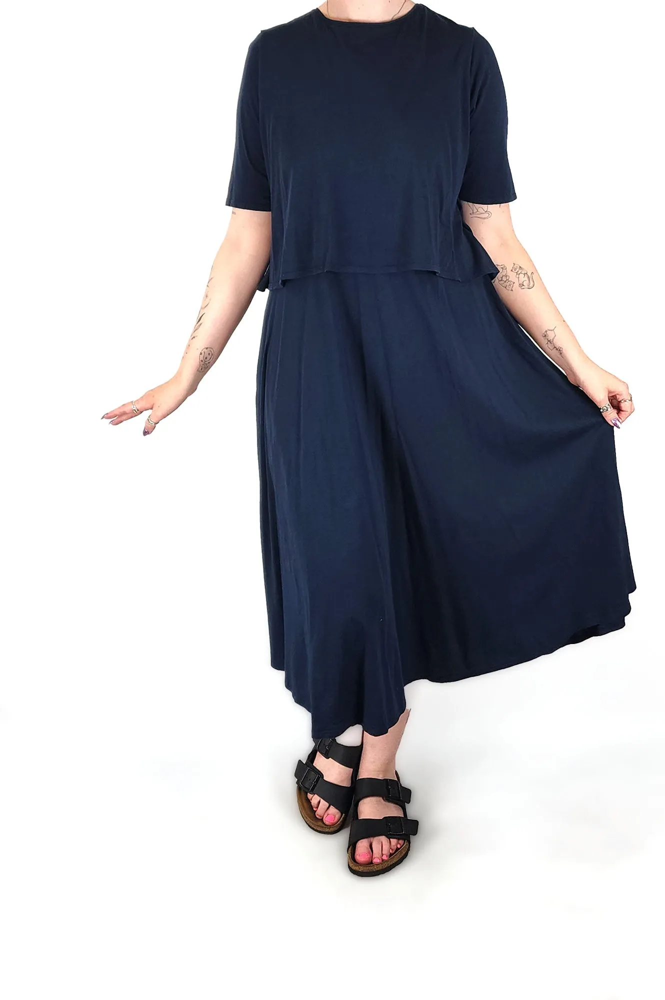 Kowtow navy blue organic cotton dress size Medium
