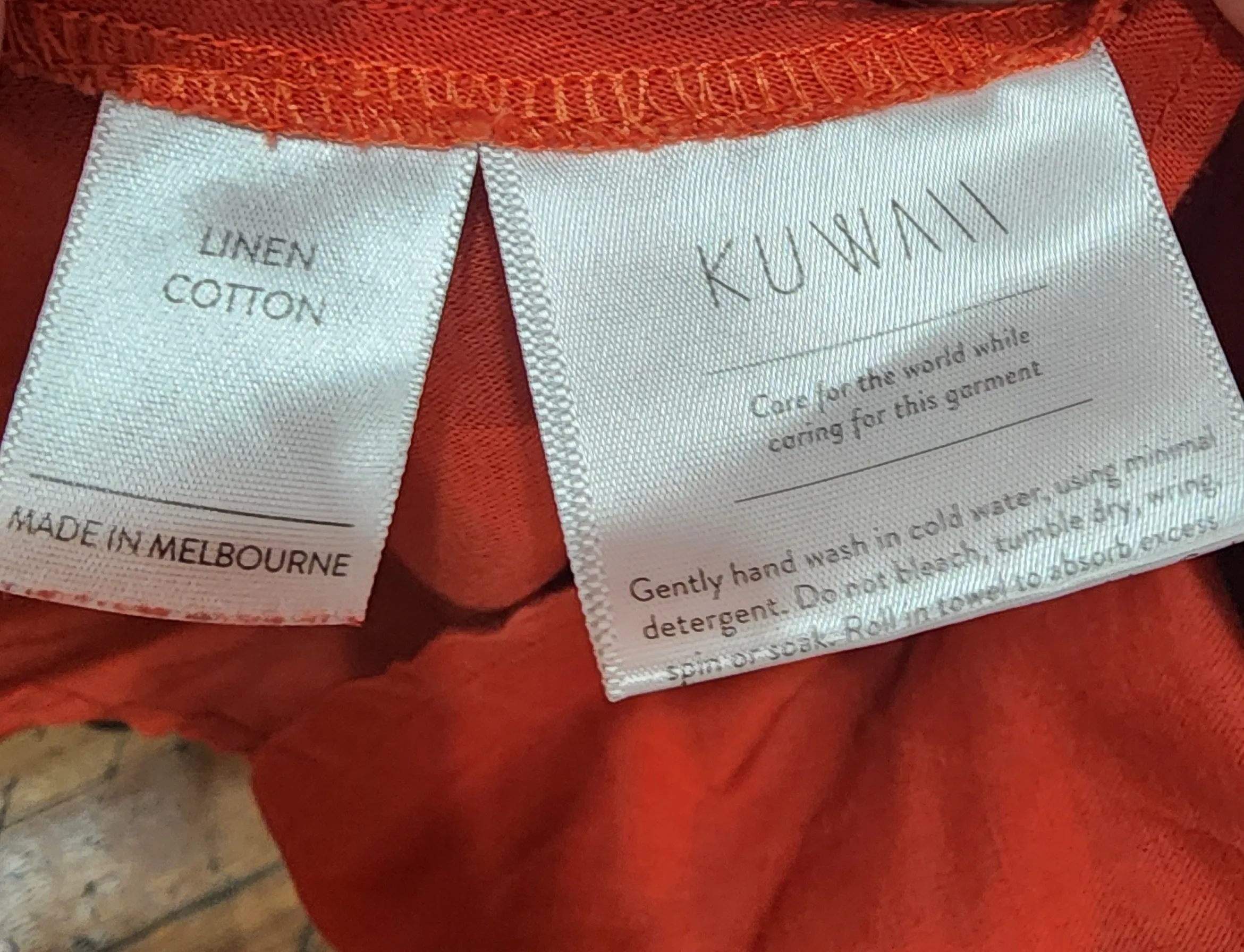 Kuwaii red linen-cotton dress size 12