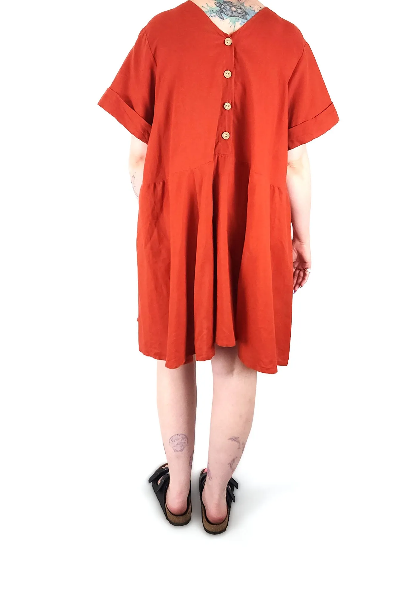Kuwaii red linen-cotton dress size 12
