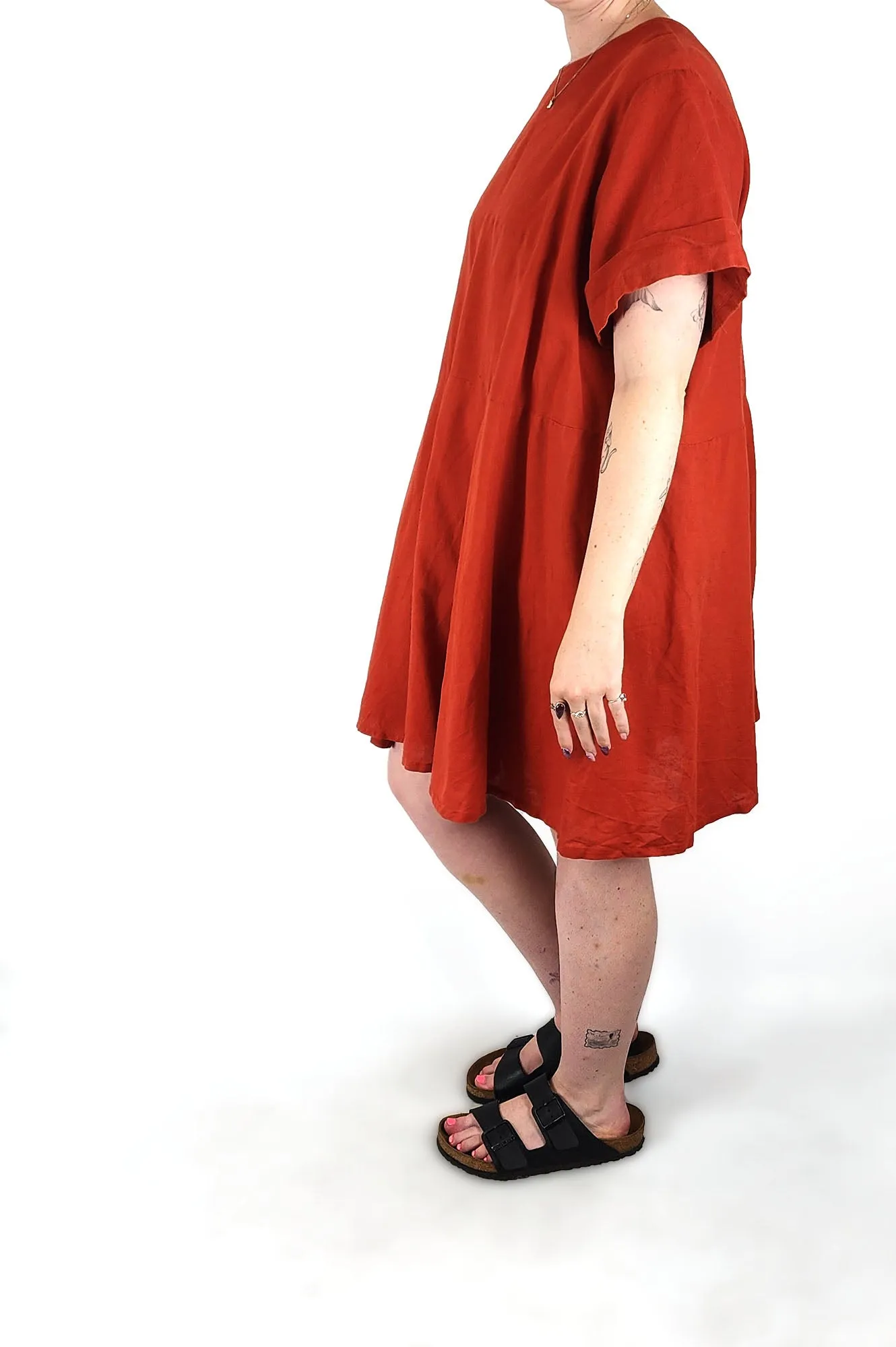 Kuwaii red linen-cotton dress size 12