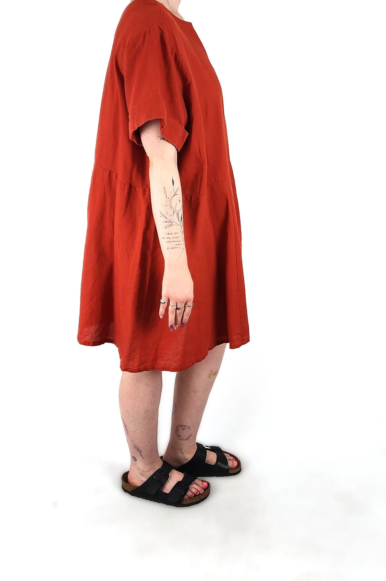 Kuwaii red linen-cotton dress size 12