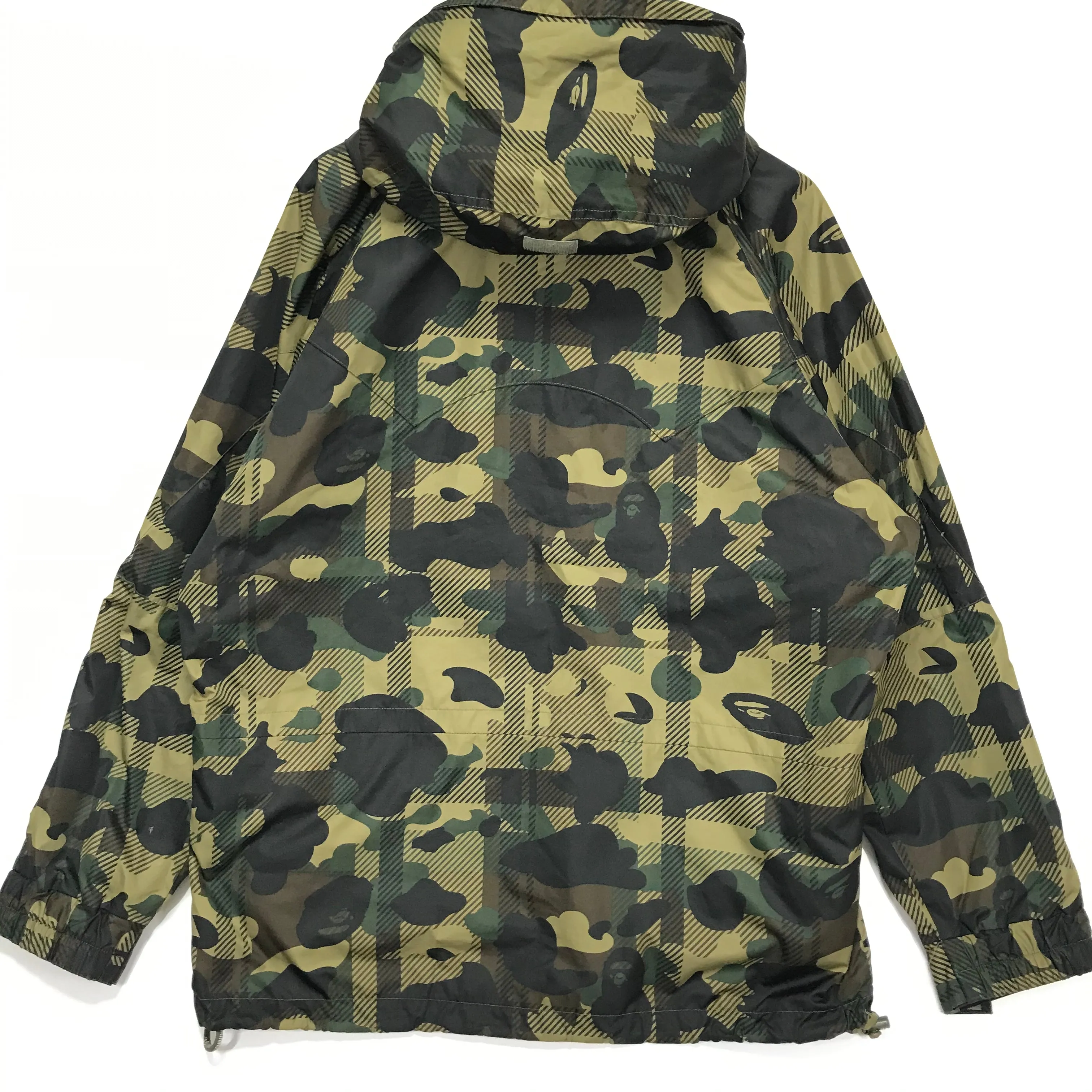 [L] A Bathing Ape Bape Plaid Camo Snowboard Jacket Green