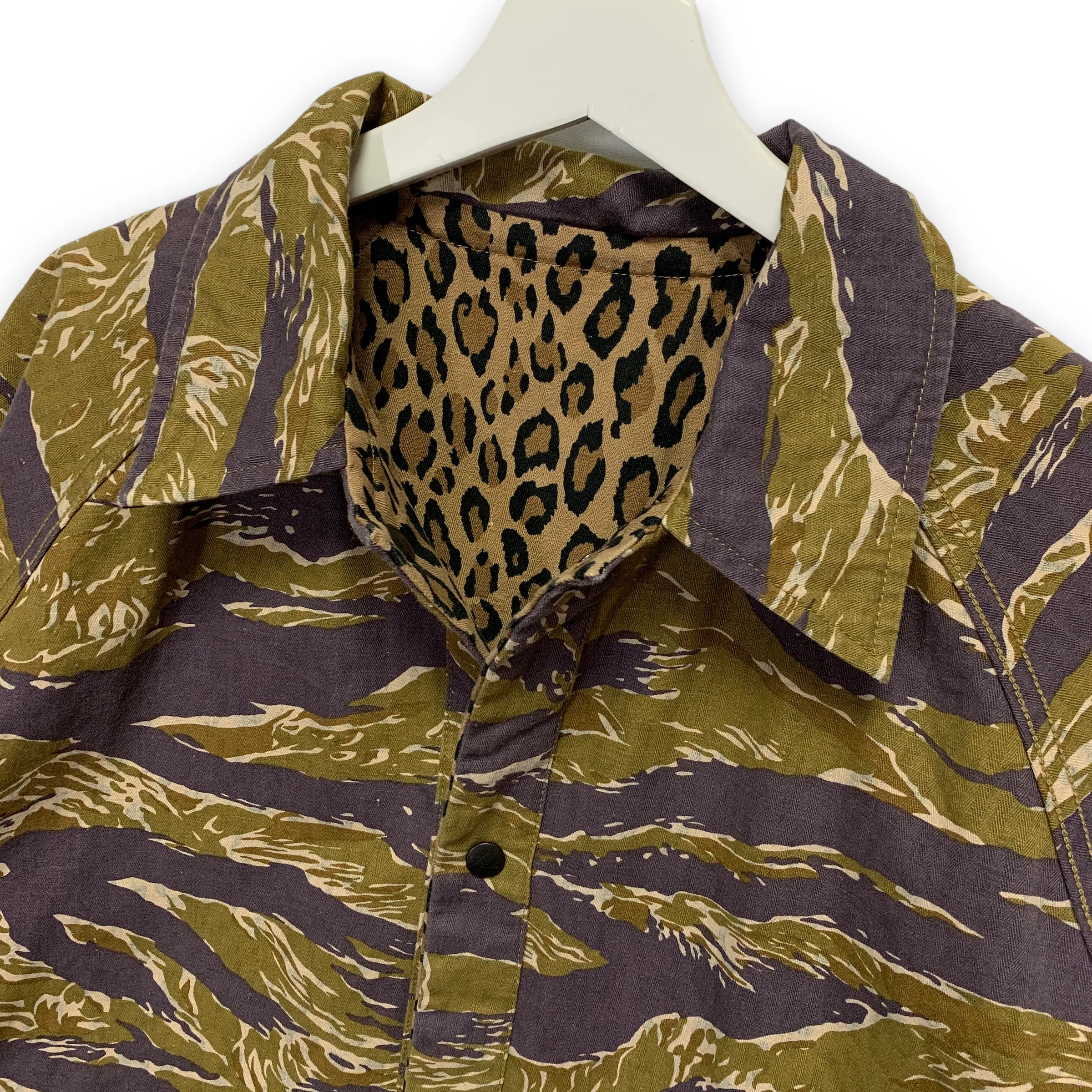 [L] Needles Tiger Camo / Leopard Reversible Coach Field Jacket