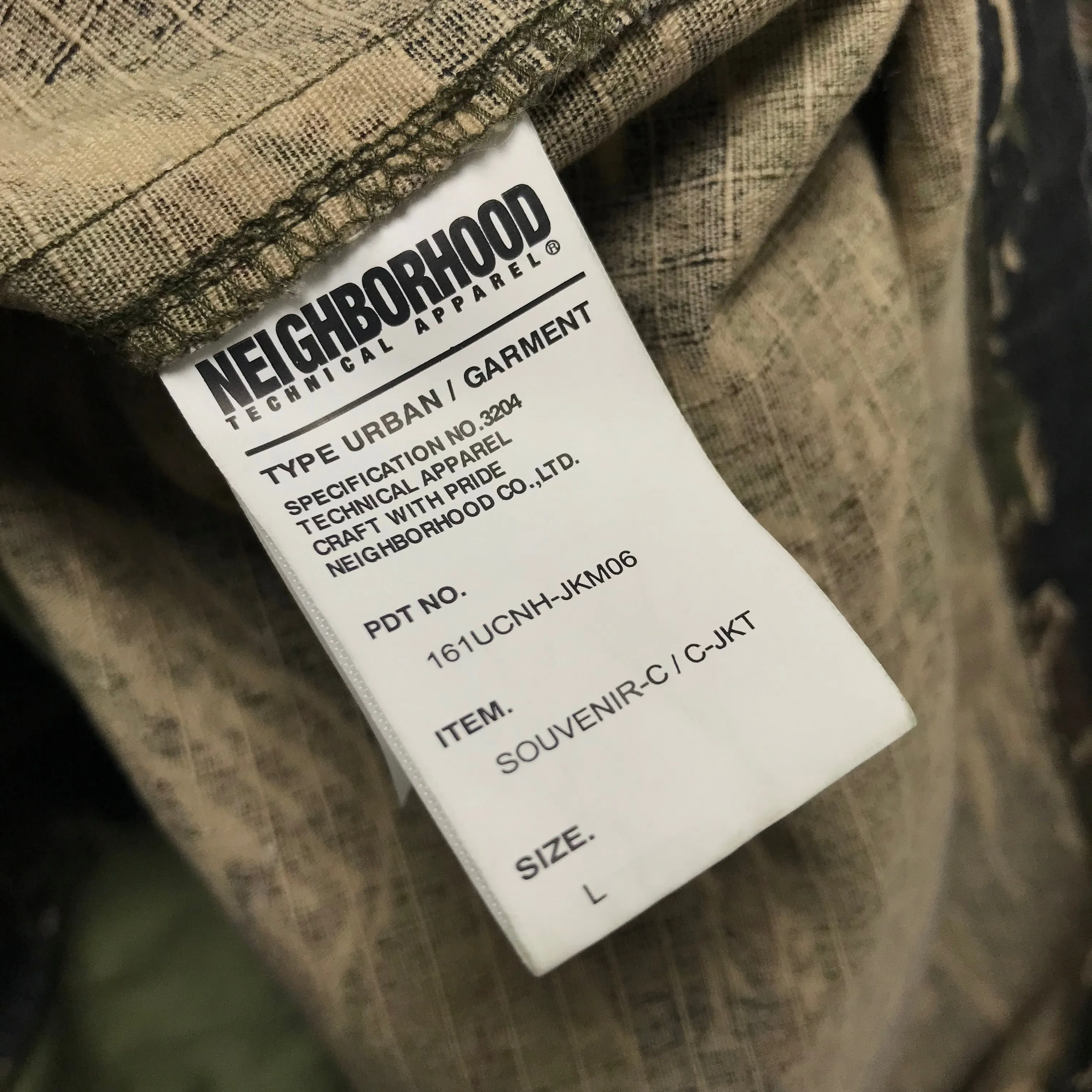 [L] Neighborhood 16SS Souvenir Tiger Camo Ripstop Cotton Jacket