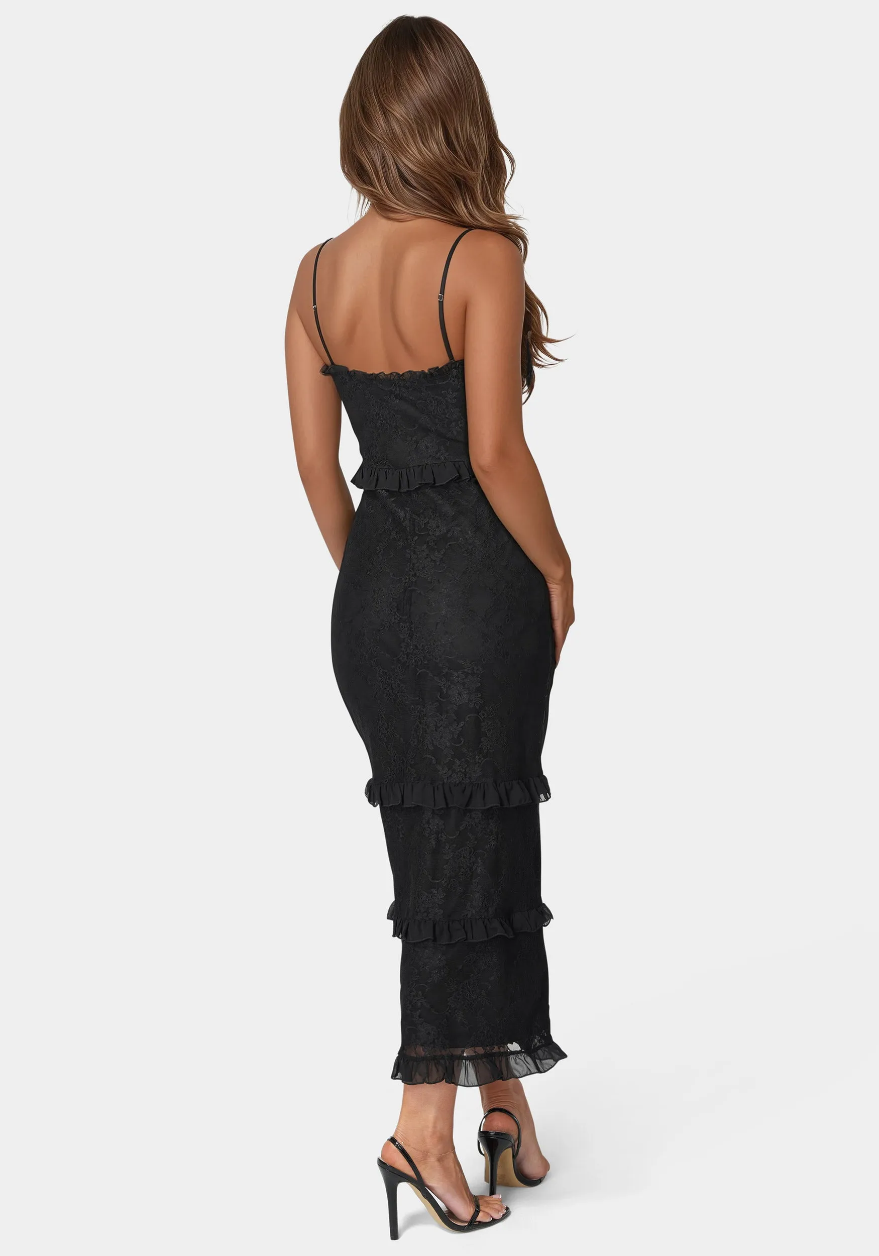 Lace Maxi With Ruffle Dress