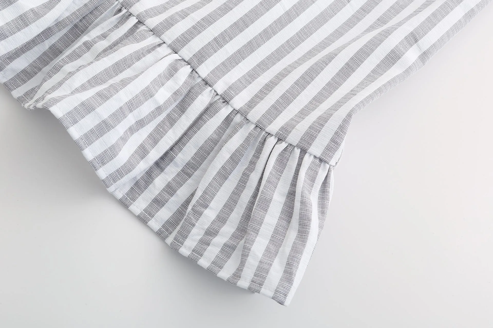 Lace Stitching Striped Ruffled Summer Dress