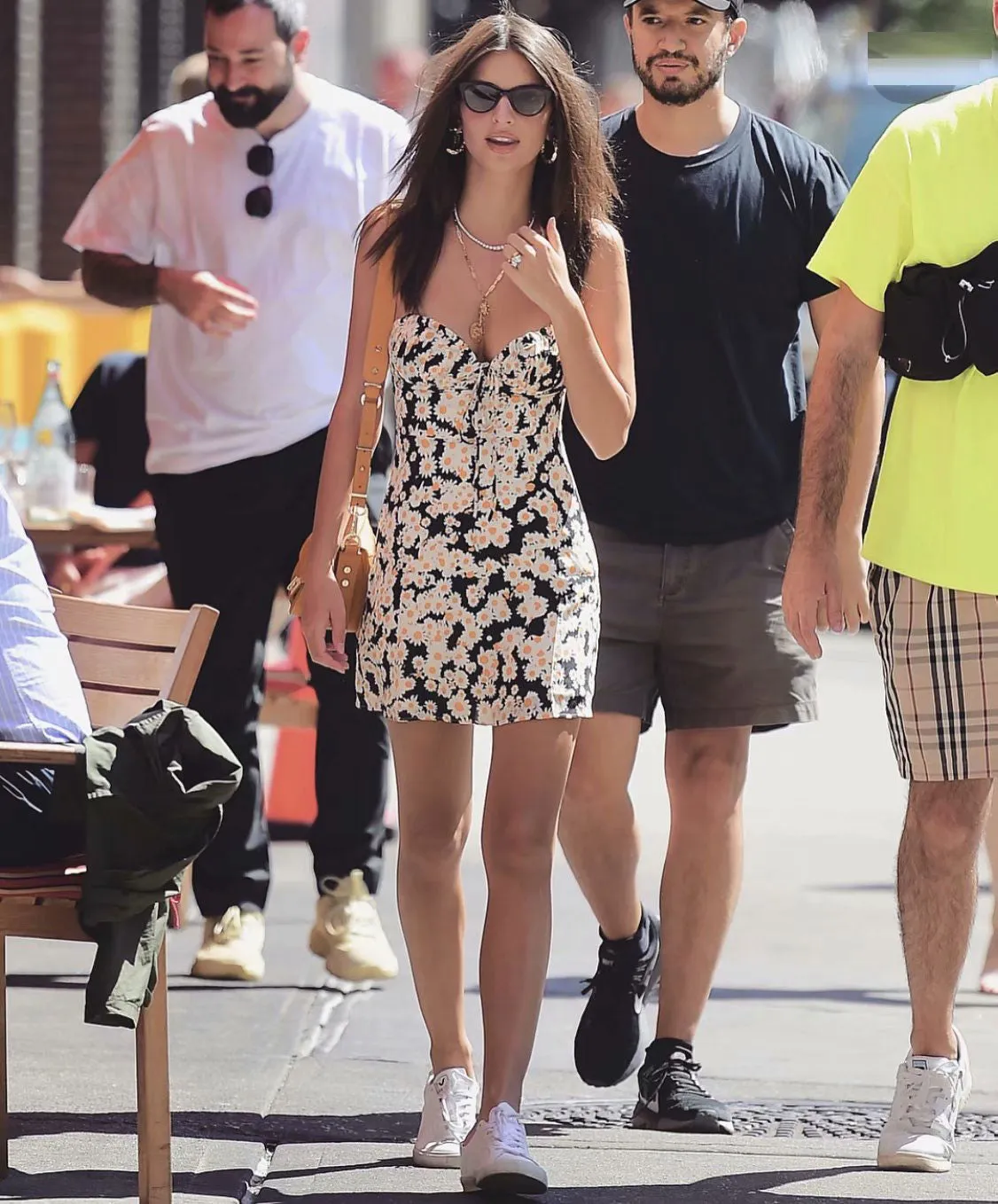 Lace-up Chiffon Print Daisy Tube Top Mini Dress