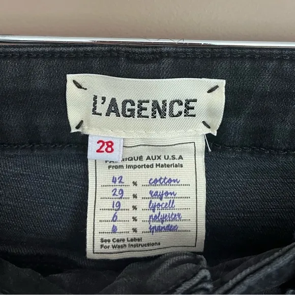 {L'AGENCE} Margot High Rise Skinny Jeans in Dark Graphite - Womens 28