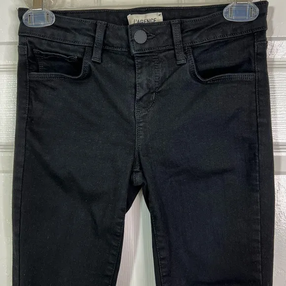 L’Agence Women’s Chantal Low Rise Skinny Jeans in Noir Size 25