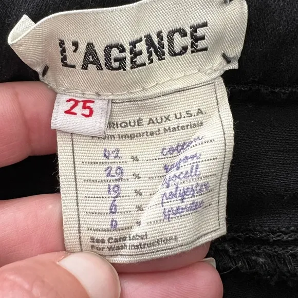L’Agence Women’s Chantal Low Rise Skinny Jeans in Noir Size 25