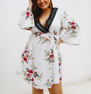 Large Size New Print V-neck Dress