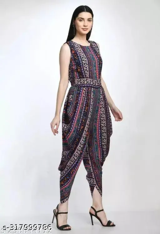 Latest Womens Printed Dhoti Style Jumpsuits