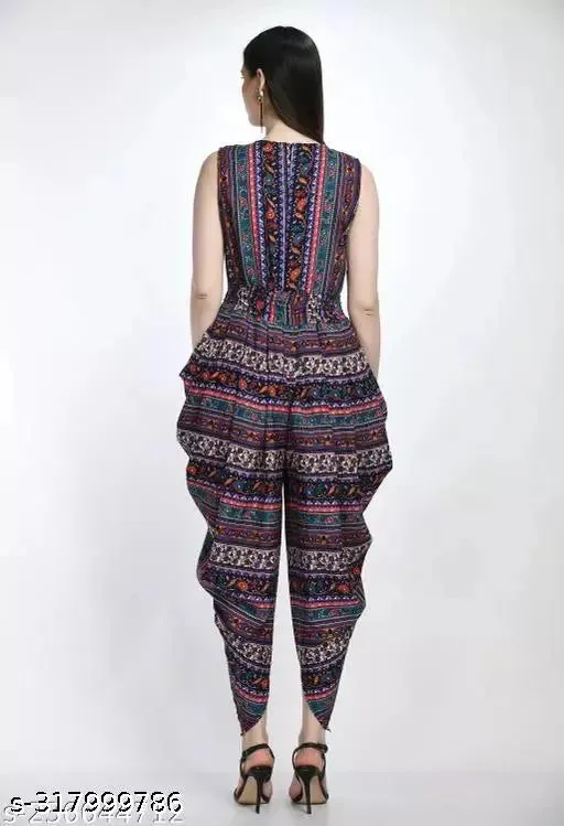 Latest Womens Printed Dhoti Style Jumpsuits