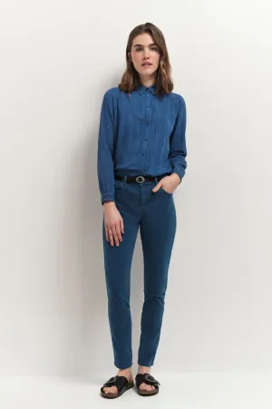 LE MONICA - Jean slim santorin blue 7/8ème en denim waterless