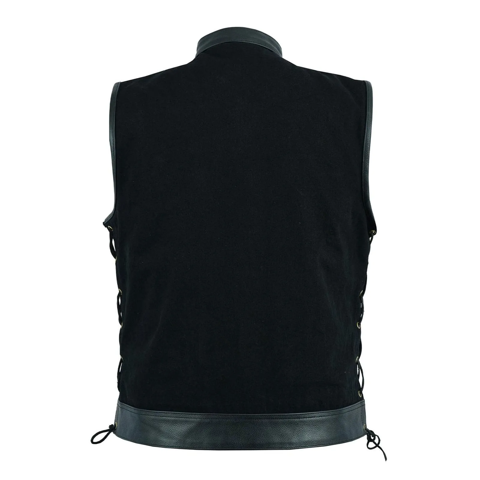 Leatherick Side Laces Denim Leather Vest