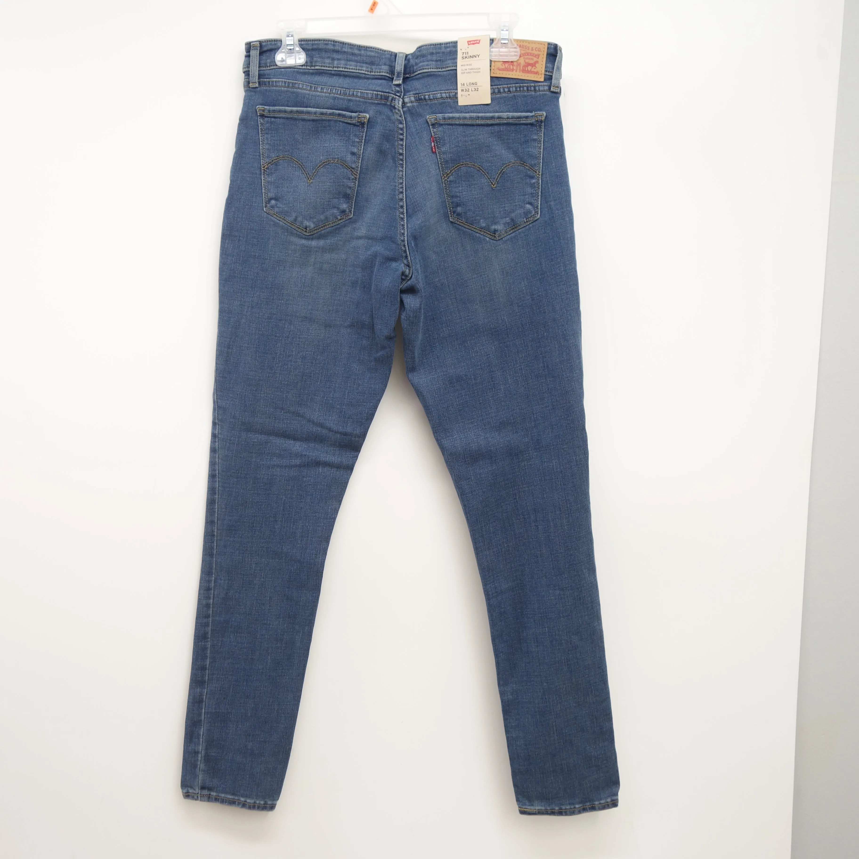 Levi's Womens 711 0208 Skinny Medium Blue Wash Slim Denim Jeans Size 4S / 27 x 28