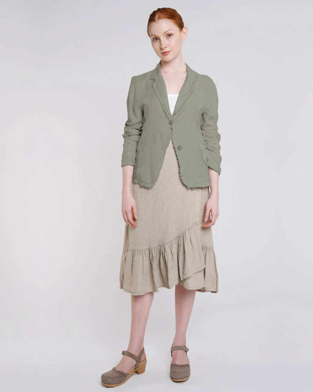 Linen Raw Edge Short Blazer