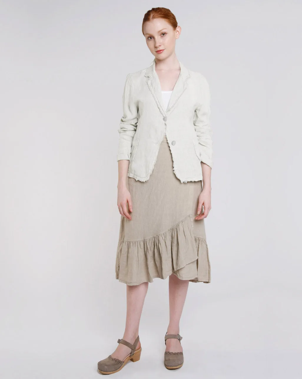 Linen Raw Edge Short Blazer
