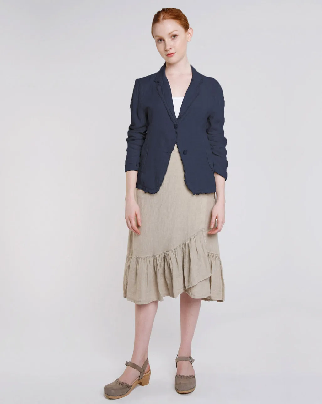 Linen Raw Edge Short Blazer