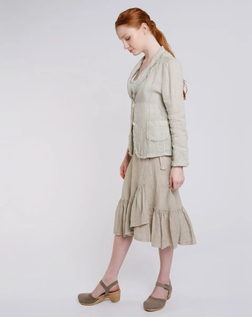 Linen Raw Edge Short Blazer